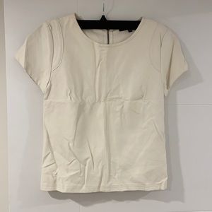 White Faux Leather Fitted Shirt